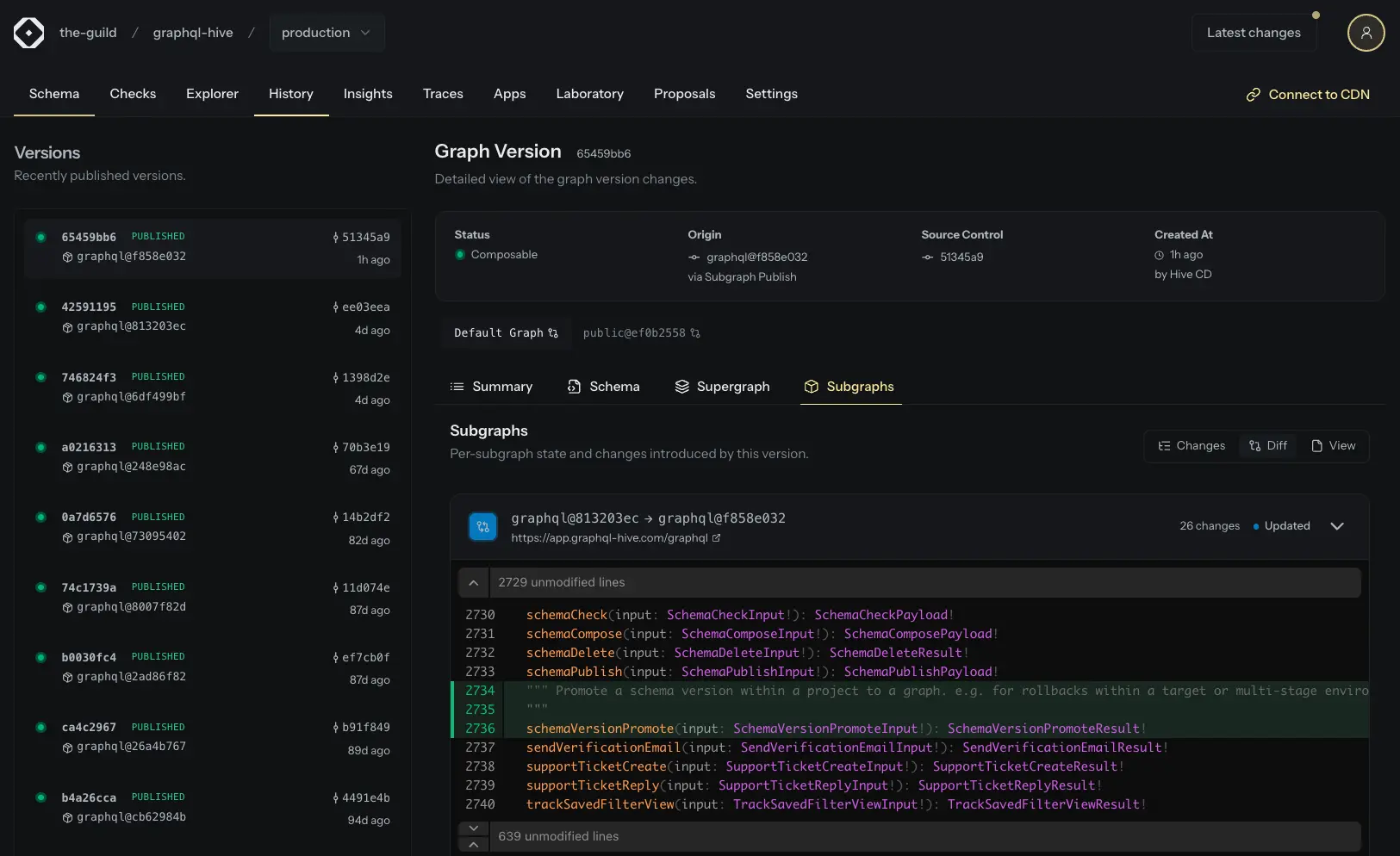 New Schema Version History View
